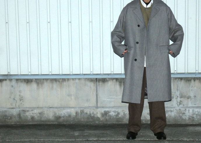 AURALEE DOUBLE FACE CHECK LONG COAT