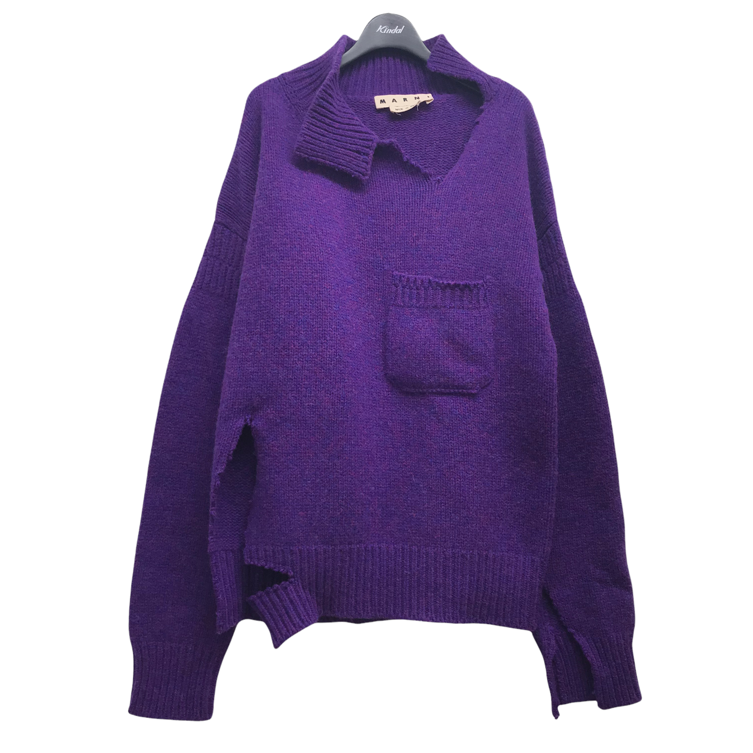 MARNI/ マルニ】胸ポケットダメージ加工ハイネックニットセーター  