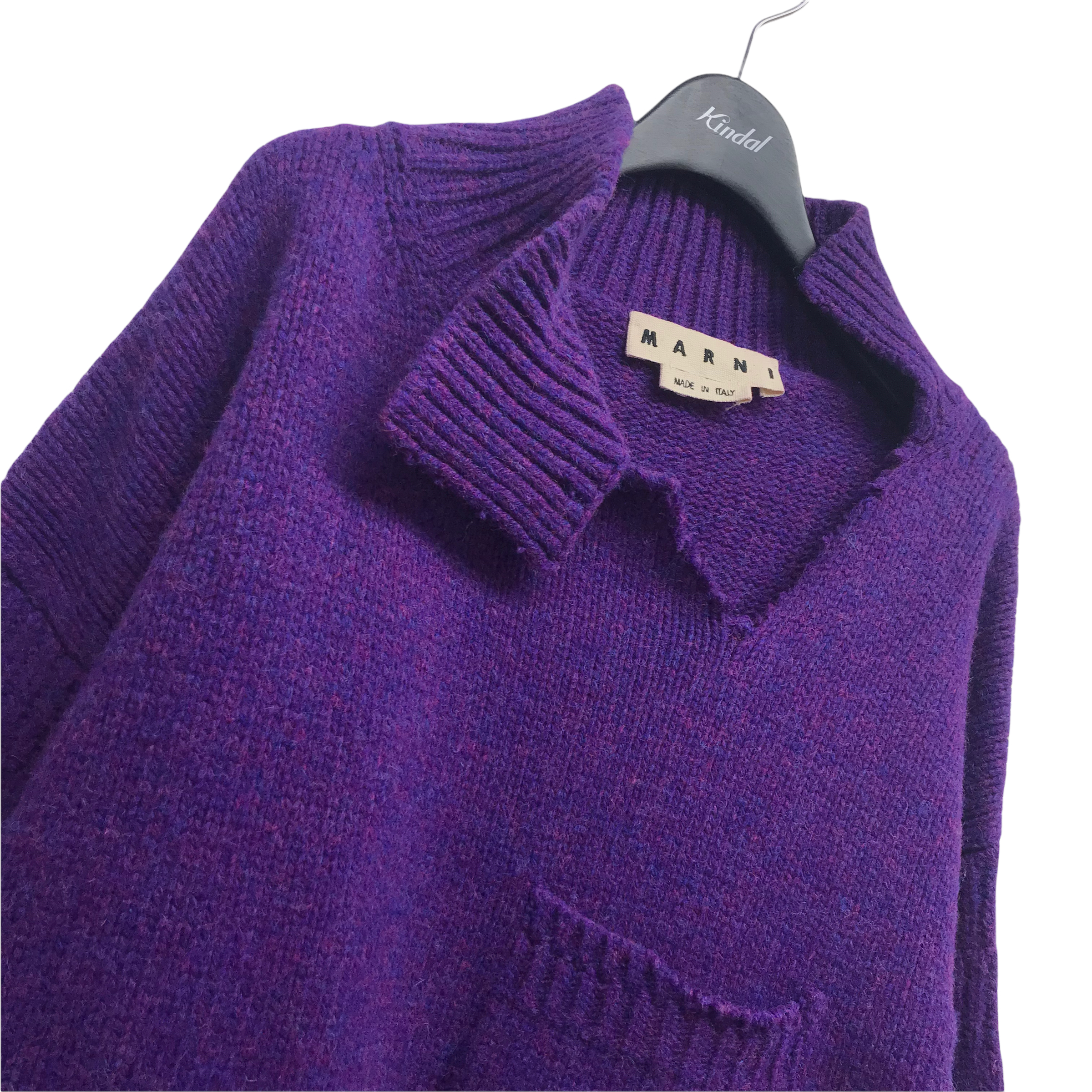 MARNI/ マルニ】胸ポケットダメージ加工ハイネックニットセーター  