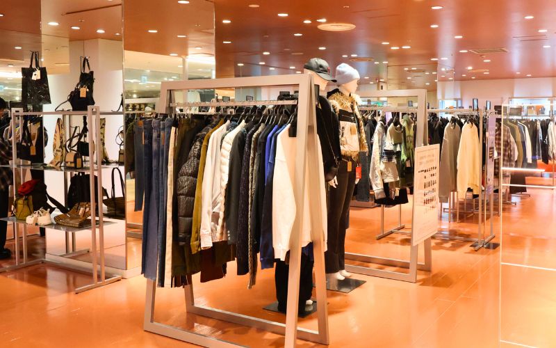 Clothing racks at Kindal Nagoya PARCO