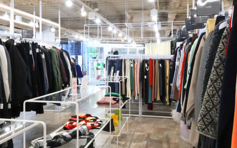Clothing racks at Kindal Umeda