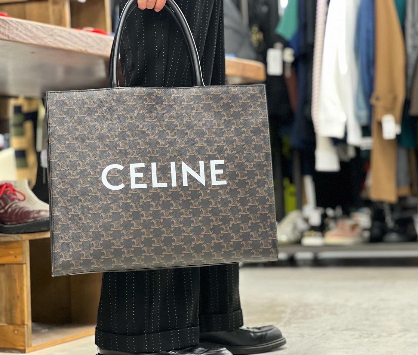CELINE /セリーヌ】トリオンフキャンバスホリゾンタルカバロゴトート 