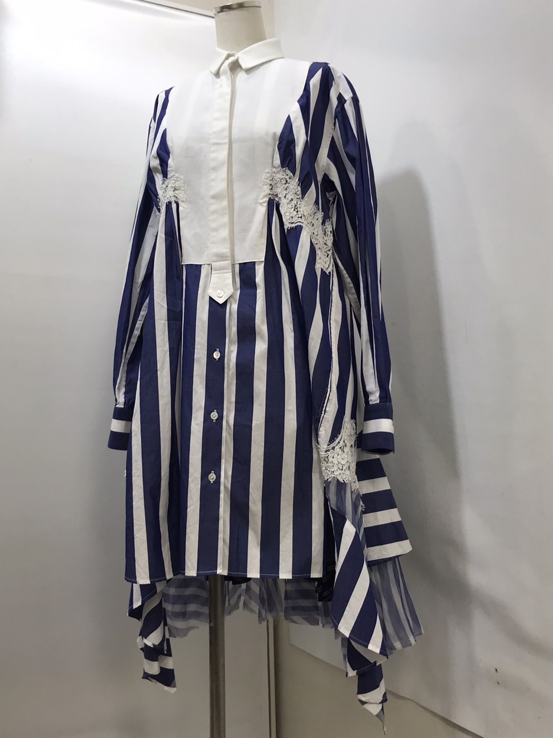 sacai/サカイ】レース切り替えベルト付きストライプワンピース【買取  