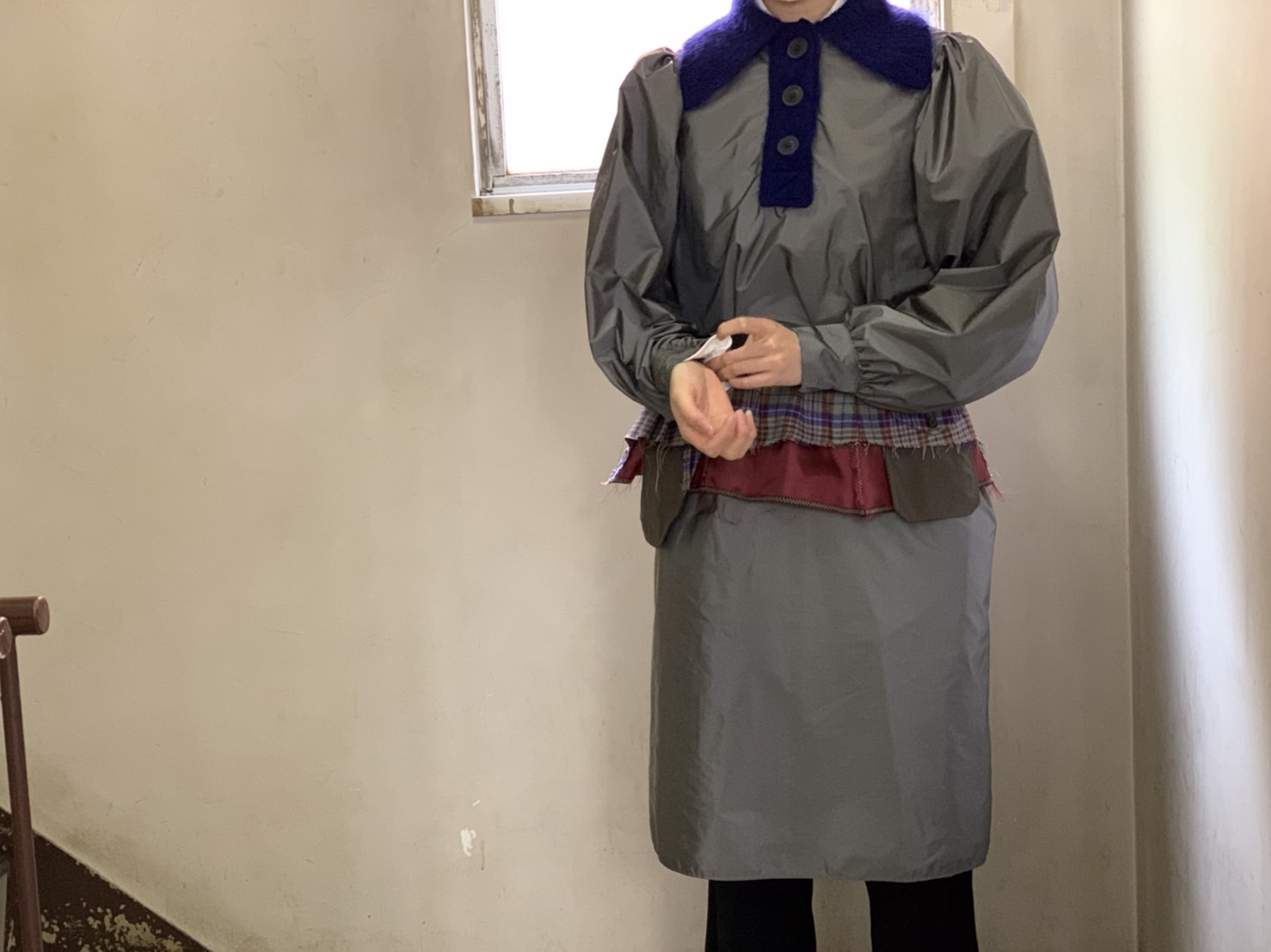 kolor】襟素材切替ナイロンシャツワンピース【買取入荷 