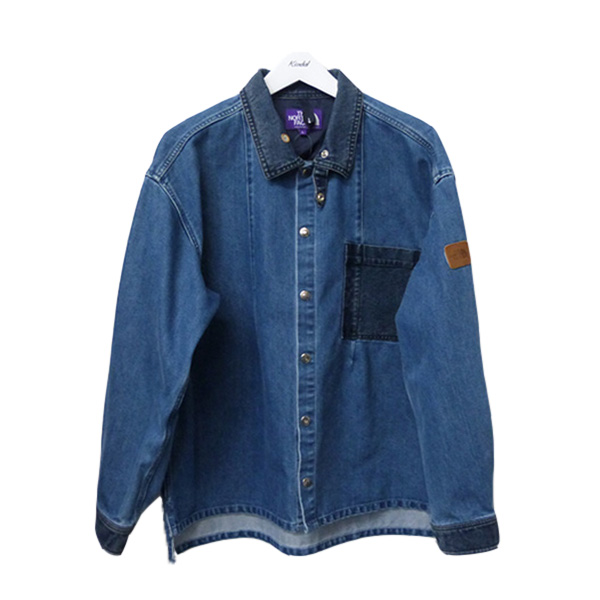 the north face purple label broken twill denim shirt jacket