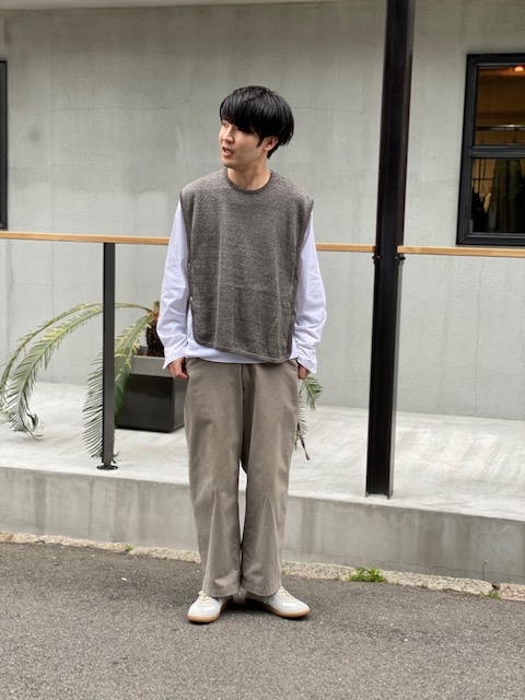 uru 18aw knit vest navy ニットベスト