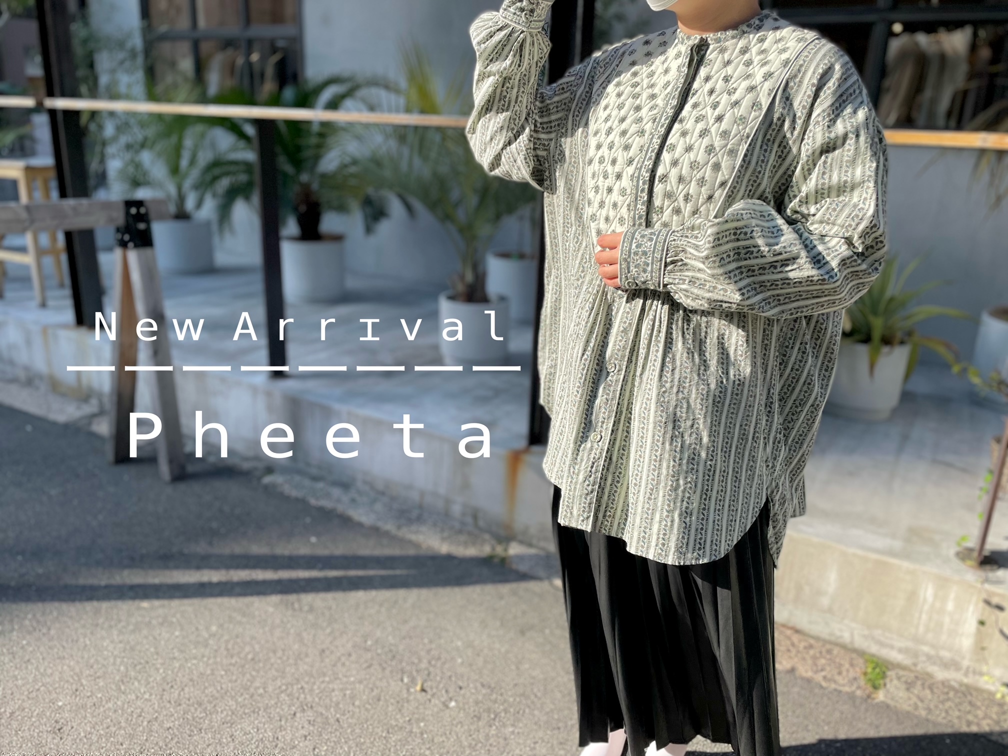 Pheeta/フィータ】コットンドット×ストライプ切替ロングシャツ【買取 