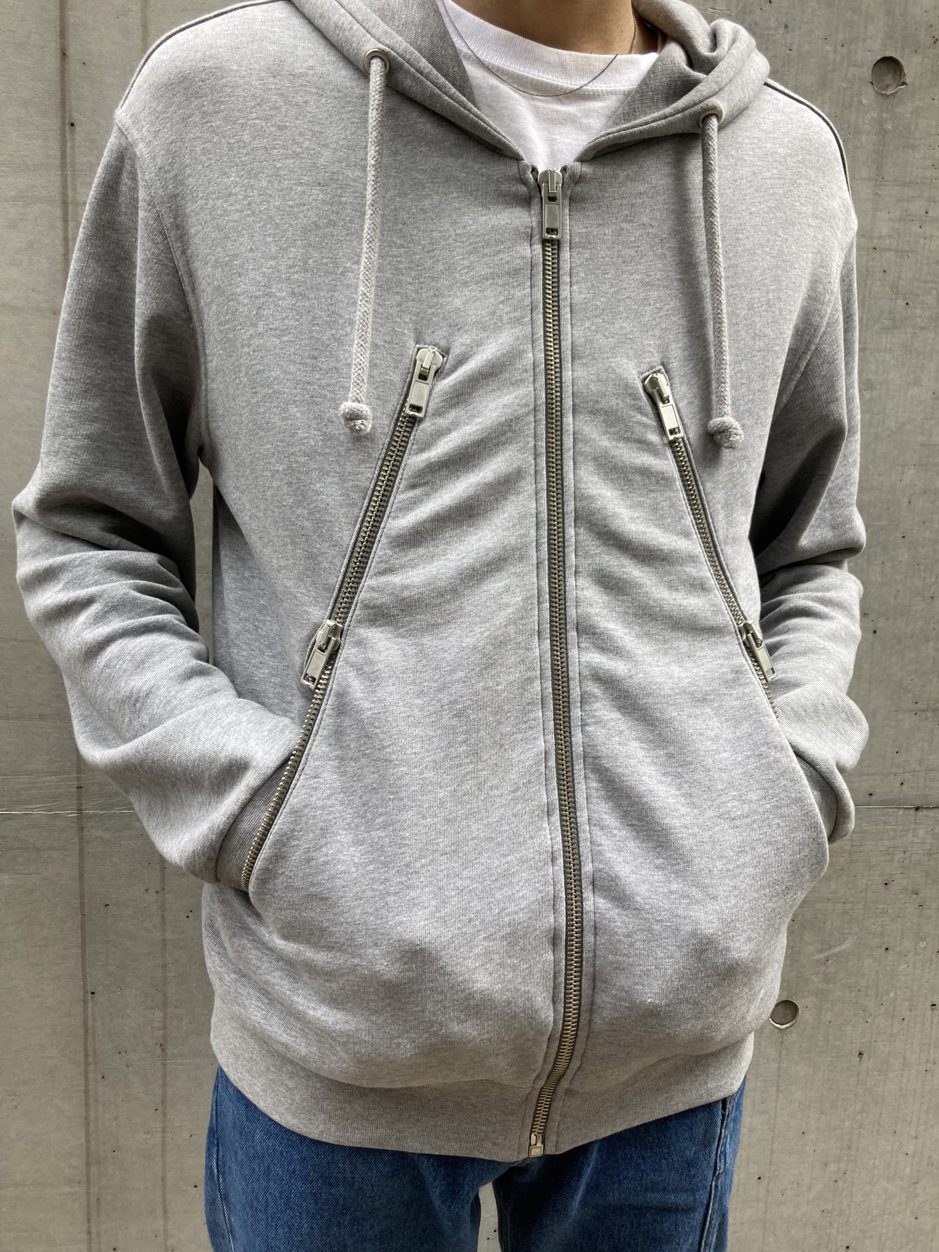 マルジェラ　パーカー　8の字　グレー メゾンマルジェラ8の字ジップパーカー