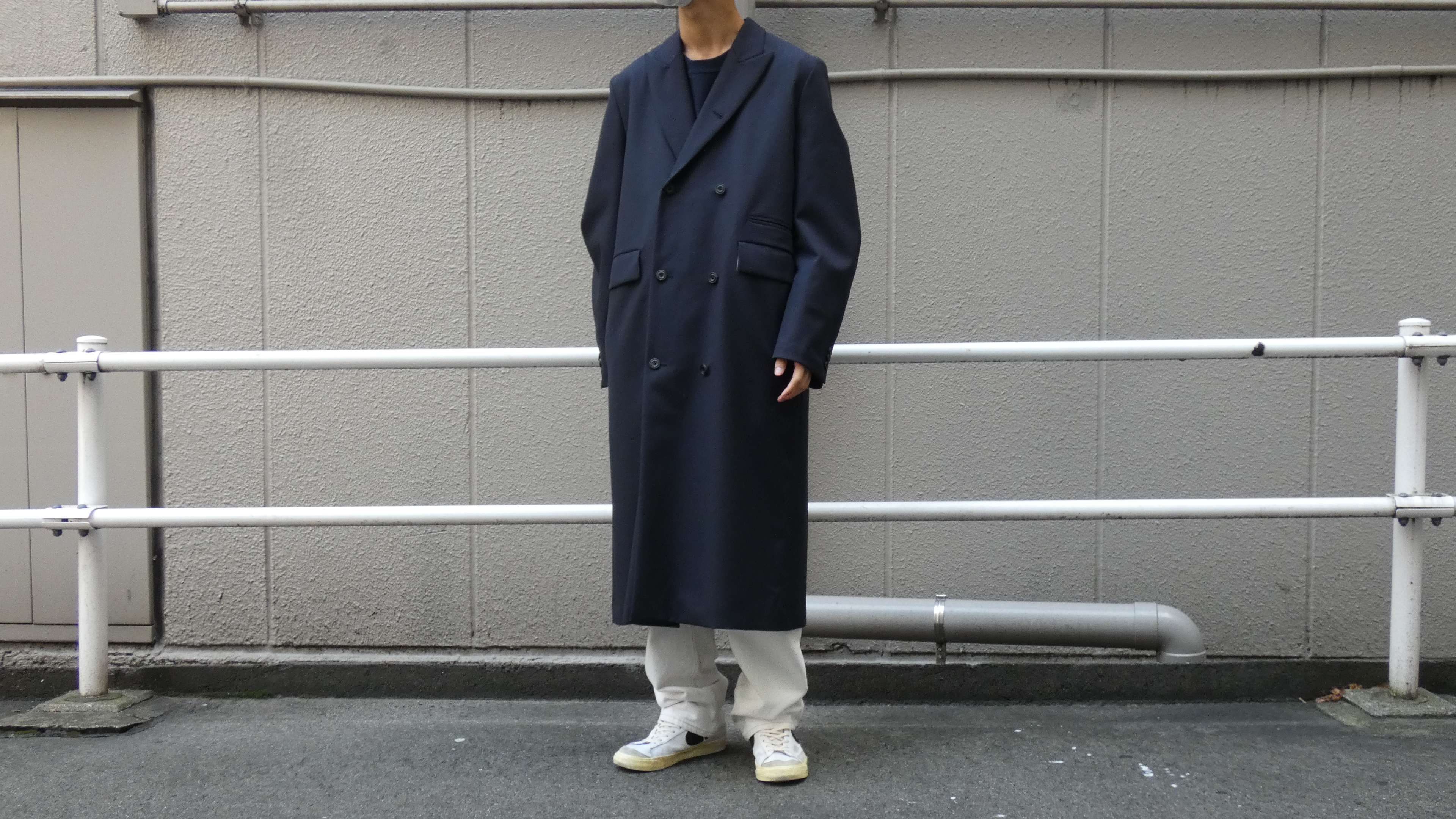 SUNSEA/サンシー】Navy Double-Breasted Coat【買取入荷情報 