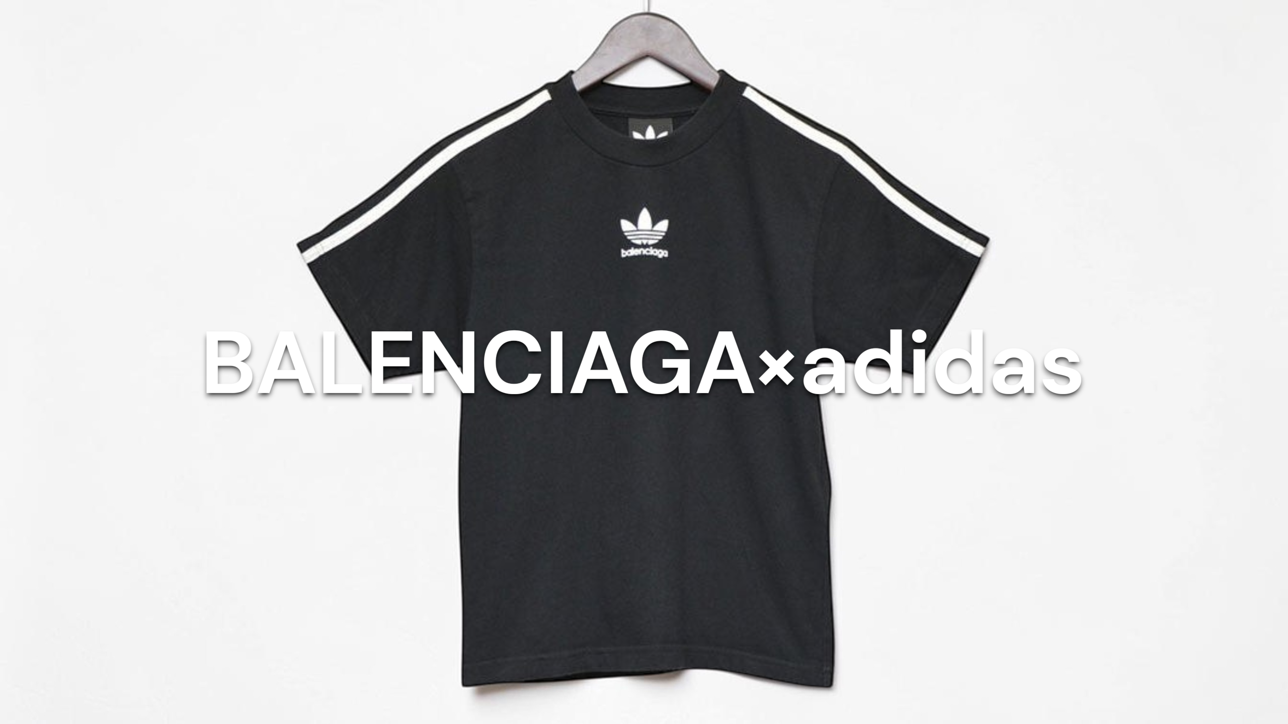 BALENCIAGA Adidas 手袋　正規品新品 新入荷】BALENCIAGA×adidas 2023SS 3 Stripe Front Logo Tee ロゴ