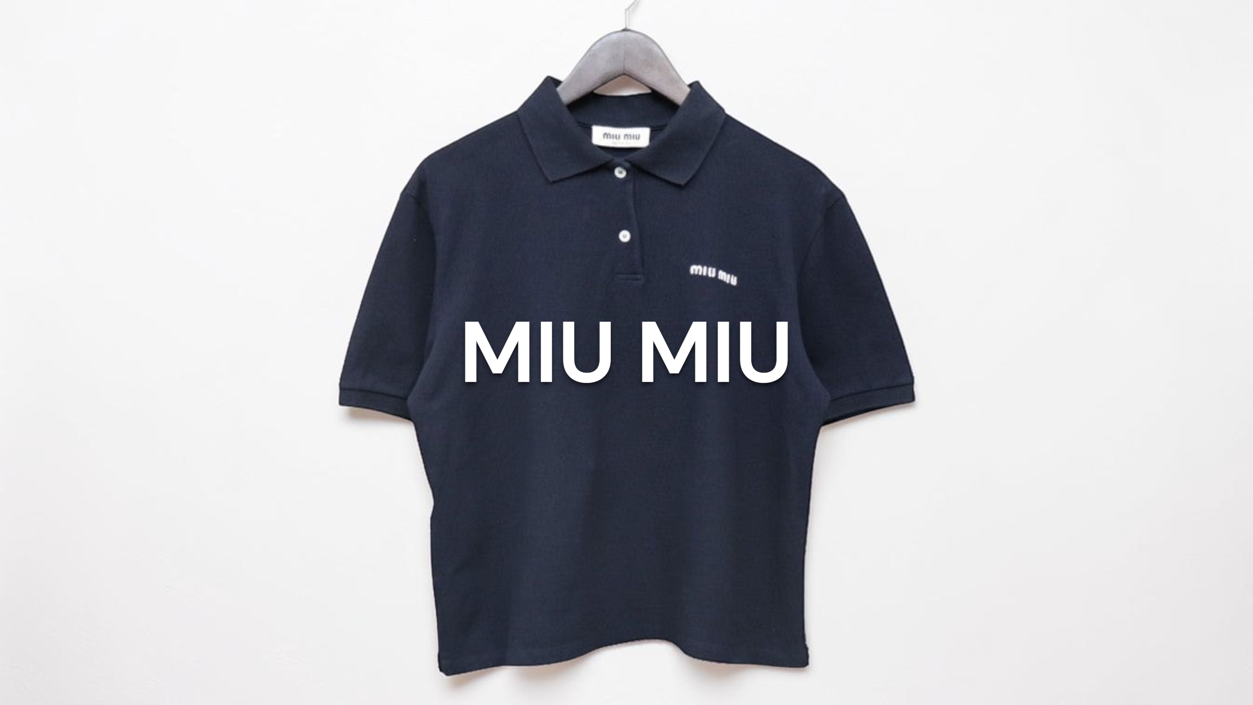 miu miu ミュウミュウ★コットンピケ　ポロシャツ★サイズS 新入荷】MIU MIU（ミュウミュウ） コットンピケ ポロシャツ 刺繍ロゴ