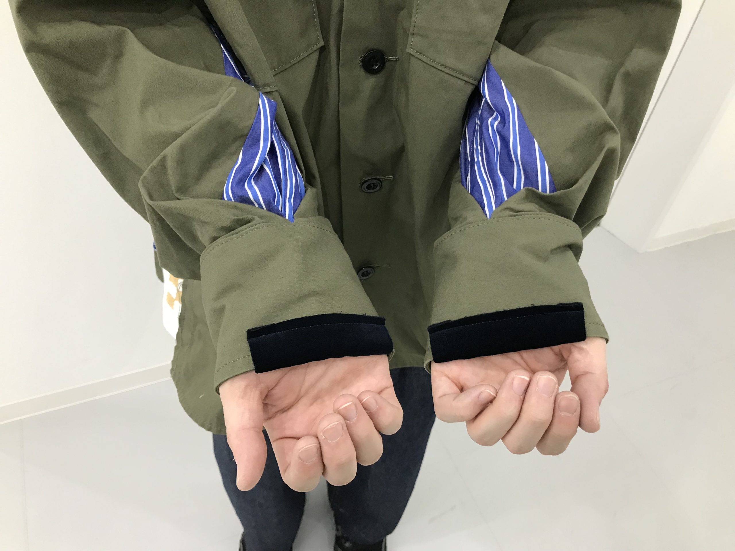 sacai/サカイ】｢FABRIC COMBO SHIRTS｣ストライプ切替ミリタリーシャツ 