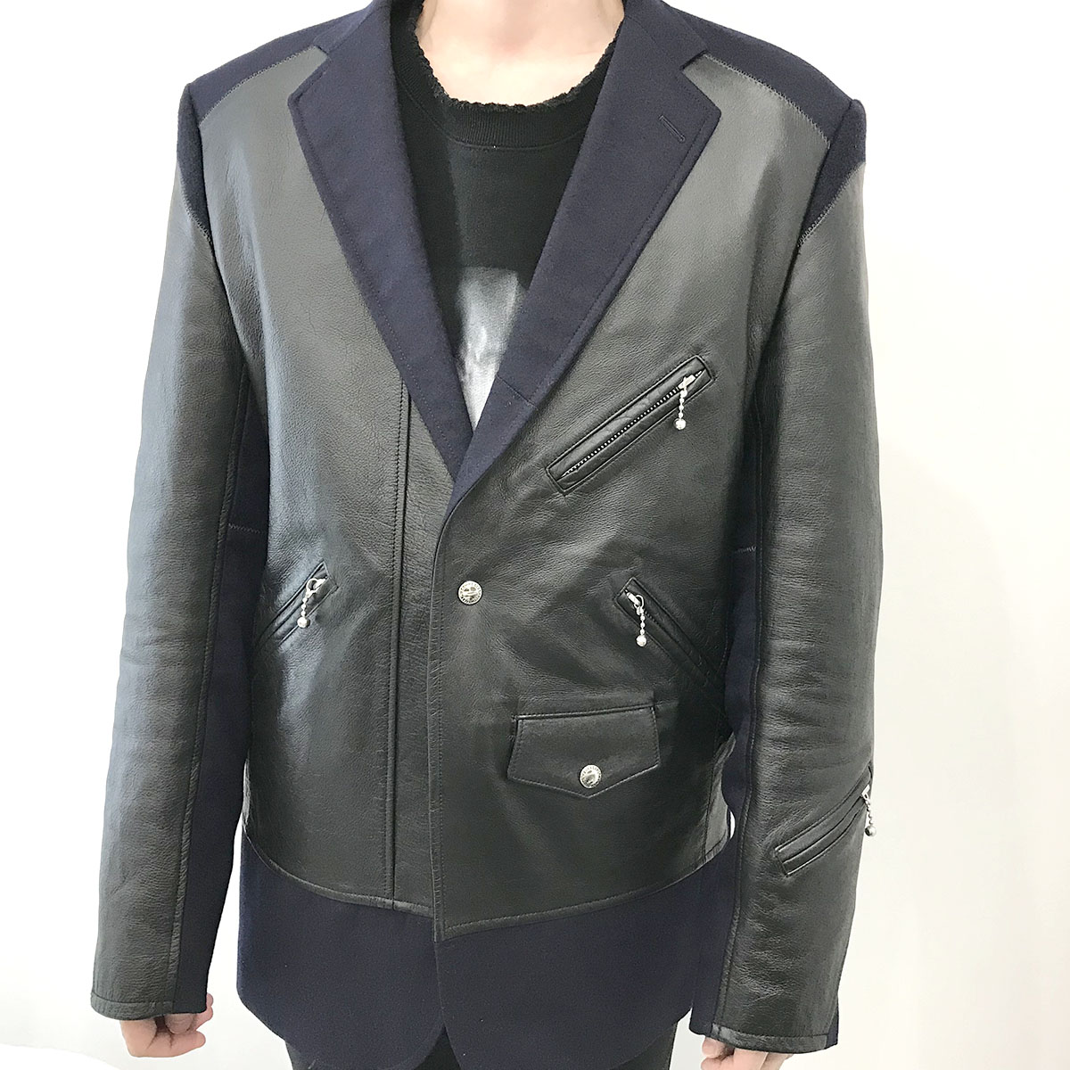 JUNYA WATANABE CdG MAN×BROOKS BROTHERS】レザー切替テーラード  