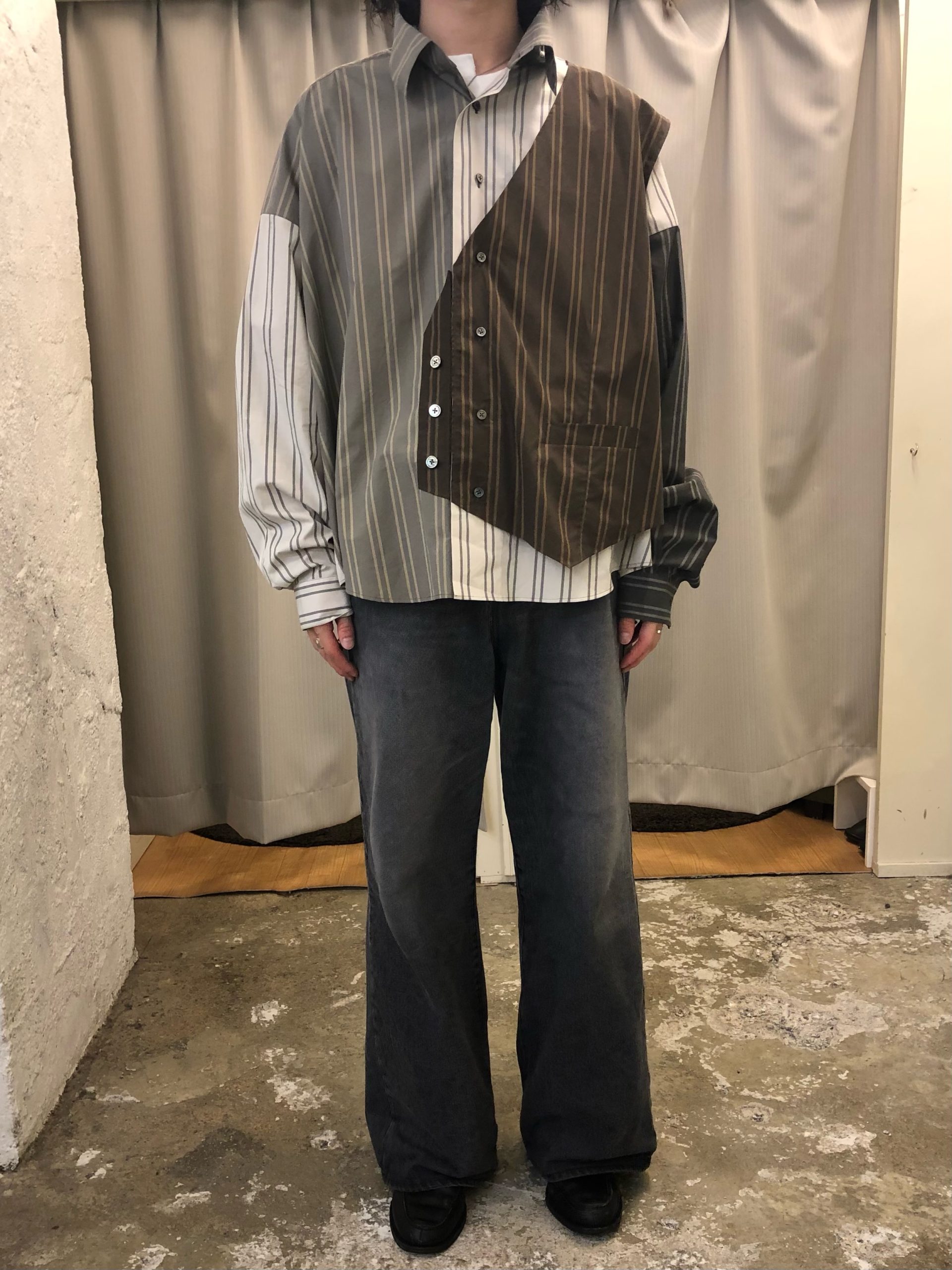 RequaL≡】「ASYMMETRICK VEST LAYERED SHIRT」アシンメトリー 