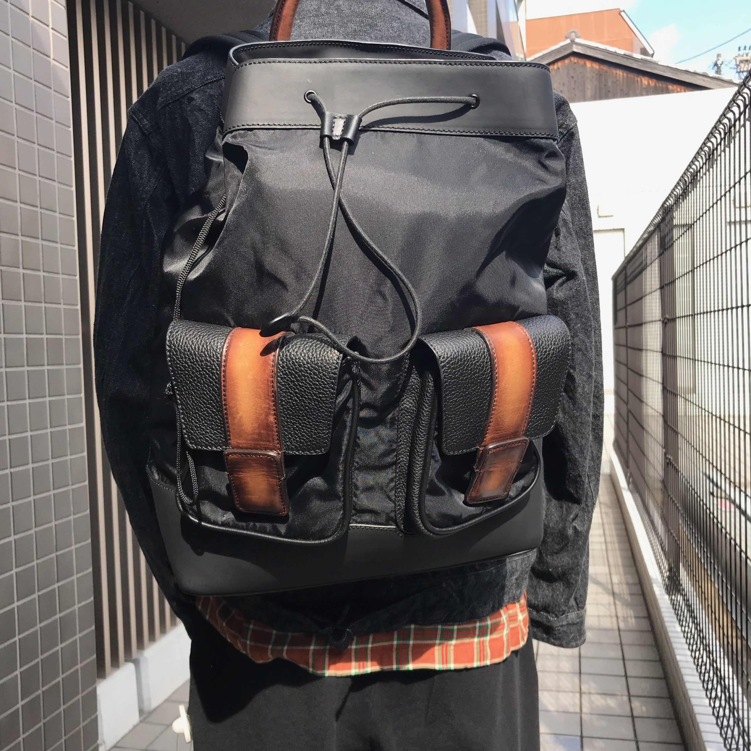 Berluti ] Leather Switched Nylon Back Pack / レザー切替ナイロン
