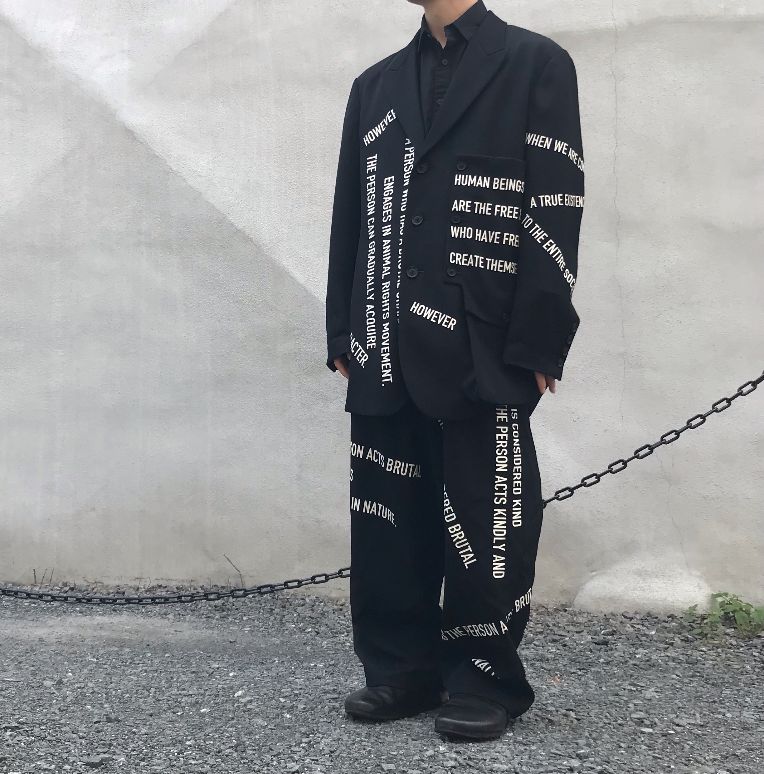 メンズYOHJI YAMAMOTO プールオム2021AW2タックメッセージパンツ 3