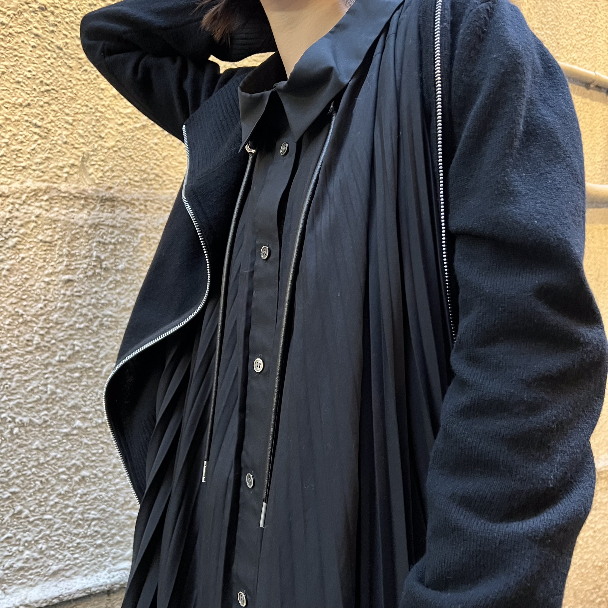 sacai/サカイ】ニットライダースドッキングプリーツワンピース【買取 