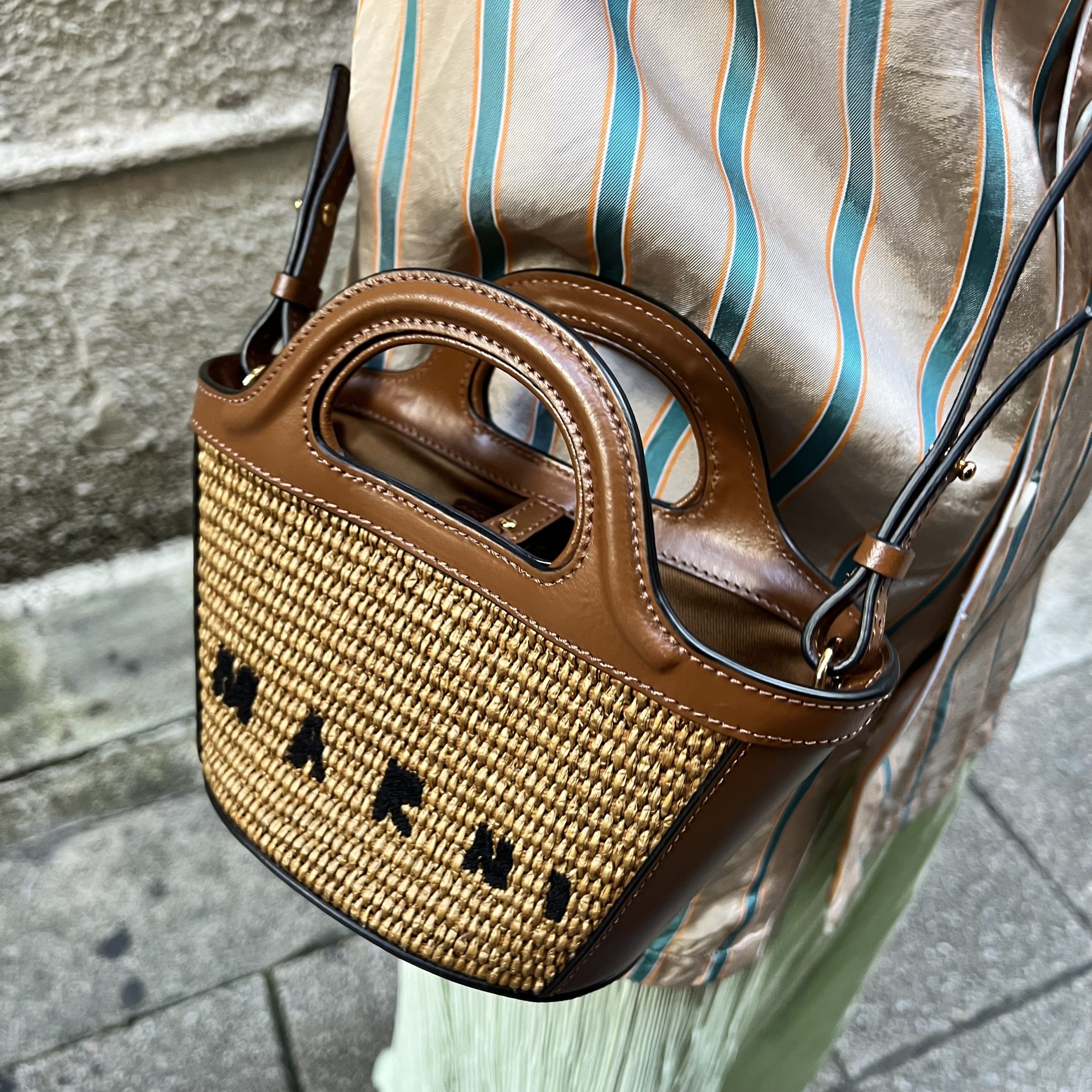マルニ バッグ MARNI TROPICALIA トロピカリア レザー＆ラフィア 