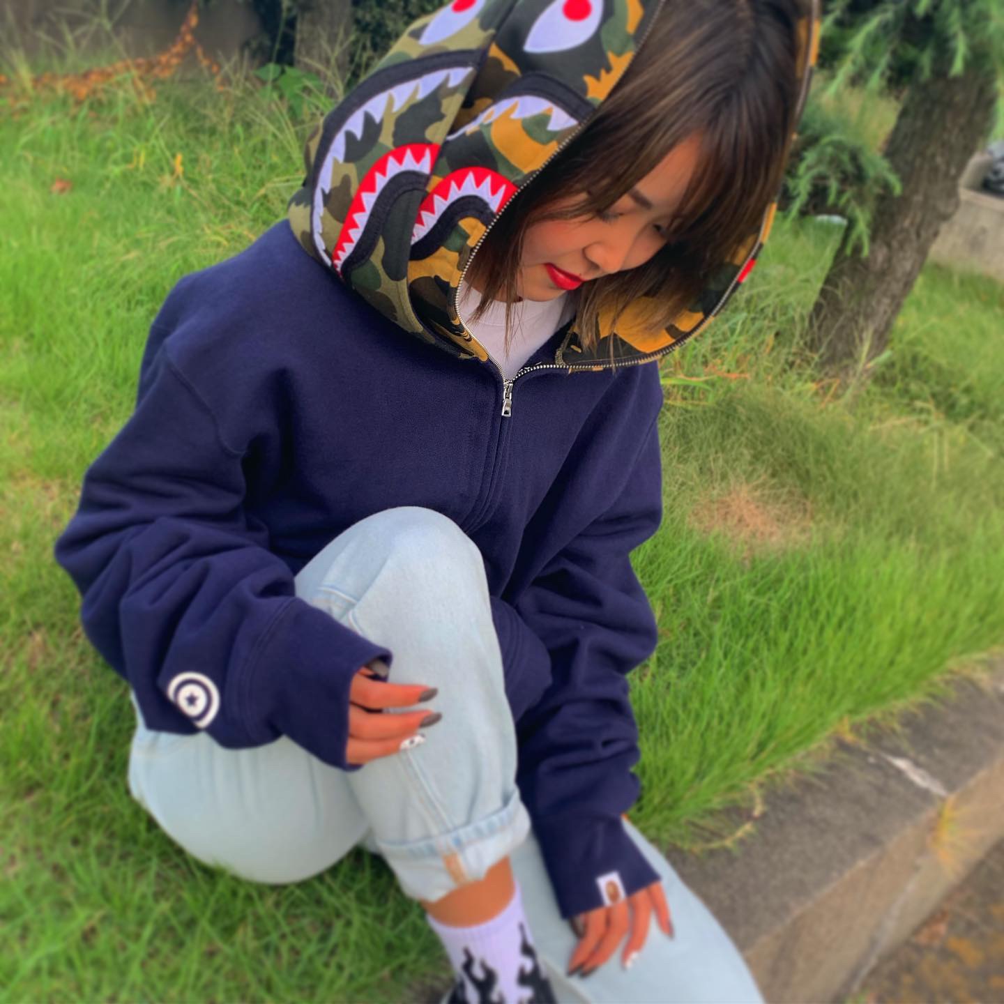 ネット通販 BAPE エイプ シャークパーカー ピンク APE | www